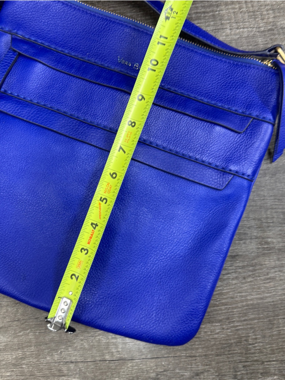 Vera Bradley Blue Leather Crossbody Bag Floral Lining - Picture 8 of 11
